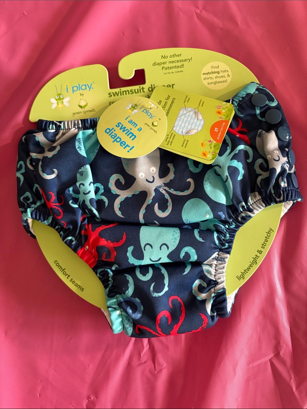 i play. Octopus Print Swim Diaper - Navy, Aqua & Red